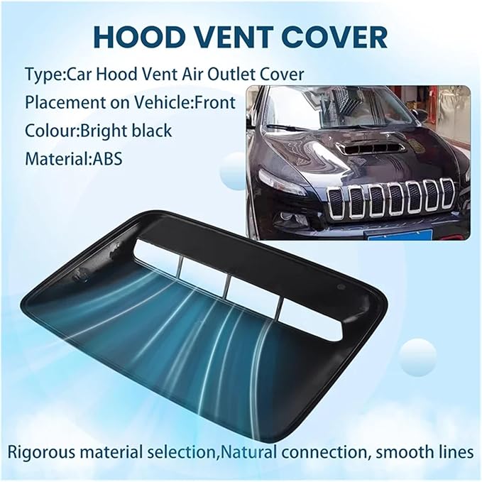 Universal Hood Vent Air Outlet Cover Compatible For Infiniti And Mazda Compatible For Tesla Hood Scoop Air Flow Intake Vent Cover