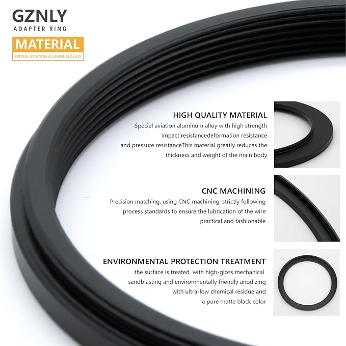 43mm to 40.5mm Step Up Ring Filter Adapter Black Metal Step up Adapter Rings Compatible with All Brand UV CPL ND Camera Lens Filter Step Down Ring (43mm-40.5mm)