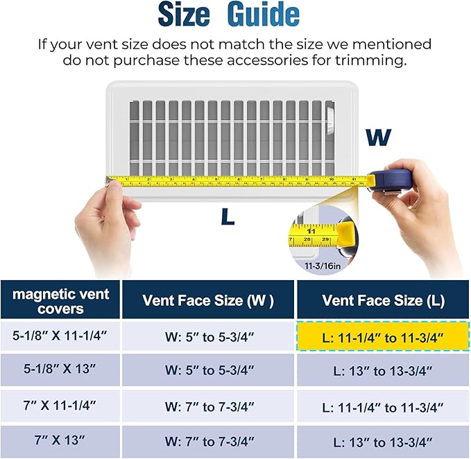Magnetic Vent Covers with Vent Screen 5.1x13 Inch, White Mesh Vent Covers for Floor, Wall, Ceiling Air Vents to Block Dust, Pet Hair, Fits Standard HVAC Floor Registers in Home, RV, 3 Pack