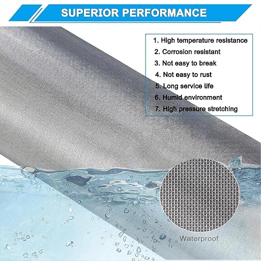 Stainless Steel Mesh Screen 8Mesh 304, 15.7" x 147" (40x375cm) Metal Mesh Screen, Rust Free Fine Wire Mesh Roll, Easy to Cur for Vent Mesh, Window Screen, Filters, Cage, Garden Covers