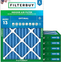 Filterbuy 24x28x2 Air Filter MERV 13 Optimal Smoke & Allergy Defense (6-Pack), Electrostatic Pleated HVAC AC Furnace Filters Replacement, Made in USA (Actual Size: 23.50 x 27.50 x 1.75)