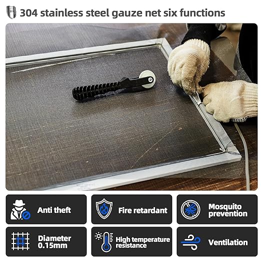 20 Mesh 304 Stainless Steel Mesh Screen, 24''×118''（60cm×300cm） Wire Screen Mesh, Rust Free Woven Wire Mesh, Metal Mesh Screen for Air Vents, Window Screen, Filters, Cage,Garden Covers (Black)