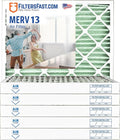 Filters Fast 16x25x2 Pleated Air Filter Merv 13, 2 inch AC Furnace Air Filters, Made in the USA, Actual Size 15.5x24.5x1.75, 6 Pack