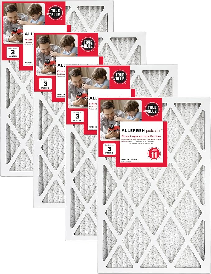 True Blue 324241.4 Allergen 24-Inch by 24-Inch by 1-Inch Air Filter, 4-Pack