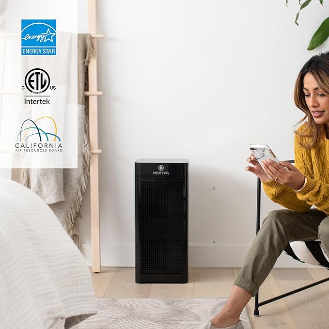Medify MA-40 UV Light Air Purifier with True HEPA H14 Filter | 1,793 ft² Coverage in 1hr for Wildfires Smoke, Odors, Pollen, Pets | Removal to 0.1 Microns | Black, 2-Pack