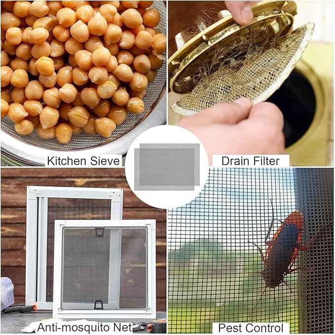Stainless Steel Woven Wire Mesh, 304 Steel Wire Cloth, Insect Screen, Air Vent Mesh, Metal Mesh Sheet, Wire Netting Roll, Mesh Screen for Filter, Window, Garden
