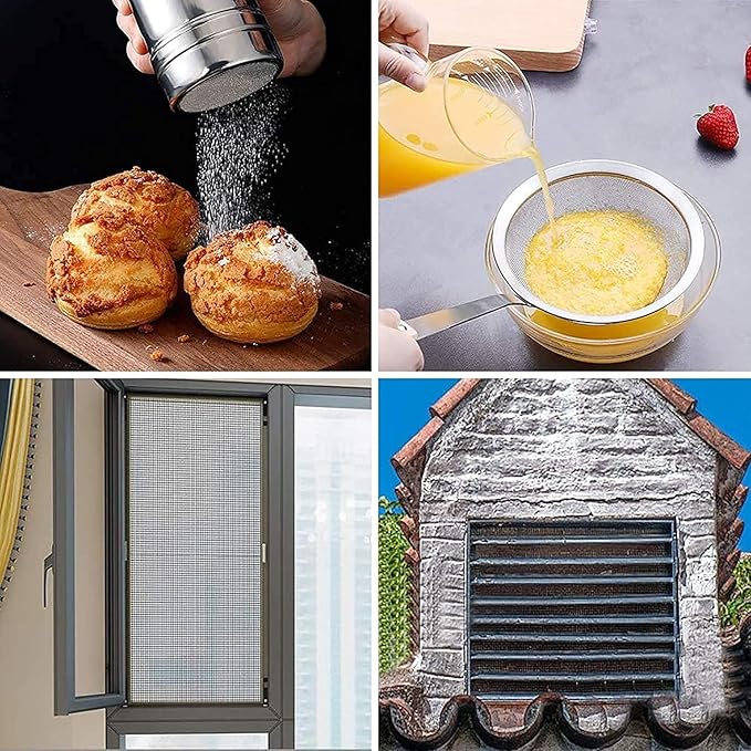 Stainless Steel Woven Wire Mesh 304 Stainless Steel Woven Wire, 80 Mesh Fly Mosquito Net, Fine Screen, Rodents Garden Insect Screen, for Vent, Filter