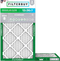 Filterbuy 12x36x1 Air Filter MERV 8 Essential Dust & Allergy Defense (2-Pack), Electrostatic Pleated HVAC AC Furnace Filters Replacement, Made in USA (Actual Size: 11.88 x 35.88 x 0.75)