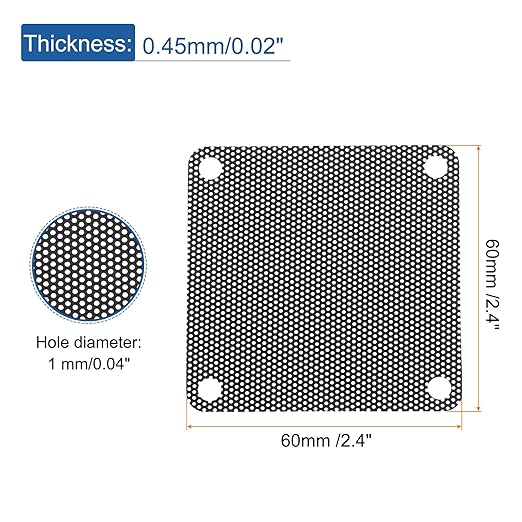 MECCANIXITY 10PCS PC Dust Filter, 60mmx60mm PVC Computer Case Cooler Dustproof Mesh Cover Fan Grills for Computer Chassis Speaker, Black