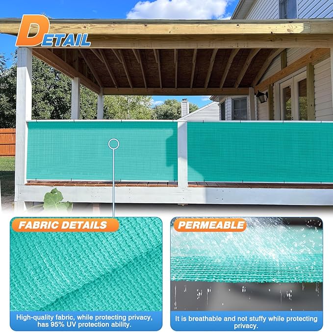 TANG Sun Shade Fabric Roll 8'x22' Shade Cloth for Garden Turquoise Green HDPE Mesh Shading Pergola Cover Replacement Canopy, 95% Blockage Sunshades for Outdoor Patio Backyard Plant