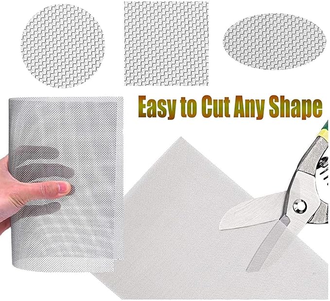 Stainless Steel Woven Wire Mesh, 304 Steel Wire Cloth, Insect Screen, Air Vent Mesh, Metal Mesh Sheet, Wire Netting Roll, Mesh Screen for Filter, Window, Garden