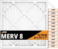 Tiger Tough 24x24x1 Air Filter MERV 8 MPR 600-800, High-Performance Pleated HVAC AC Furnace Filter Replacement for Home, 12-Pack