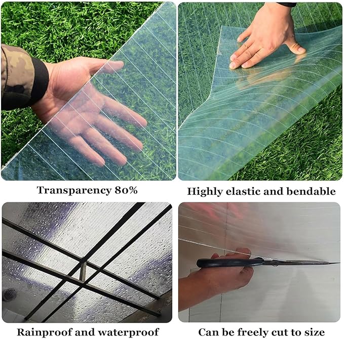 Glass Roof Pergola Polycarbonate Roofing Roll Polycarbonate Panels for Sunrooms, Open-Air Gardens, Greenhouses, Agricultural Use, Sheds(1x8m)