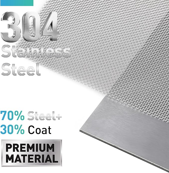 304 Stainless Steel Mesh Window Screen Roll,35IN x 16FT Silver Metal Window Screen Replacement,Window Screen Mesh for Window,Door,Patio,Pet,Vent,Filter,Porch,Cage and DIY Project (22 Mesh)
