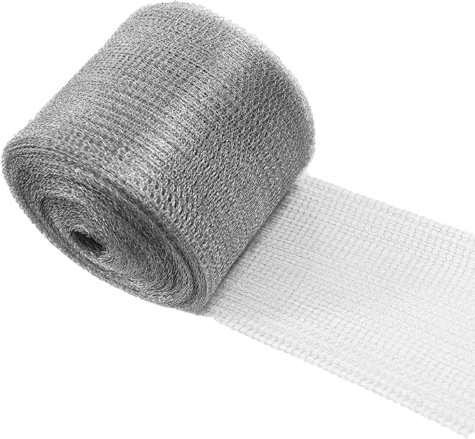 Wire Mesh for Mice Control 5IN X 53Ft,Hole Fill Fabric,Upgraded Stainless Steel Wire Mesh Roll, Weep Holes Covers, Flexible Stretchy Fabric for Garden House and DIY, Rodent Barrier