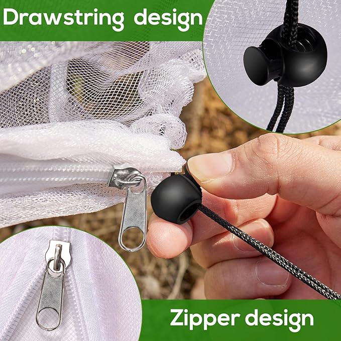 7.8 x 7.8 ft Large Fruit Tree Netting Cover with Zipper and Drawstring,Garden Insect Netting Plant Cover Transparent Bird Plant Barrier Flower Fruit Mesh Screen for Preventing Deer Squirrel Bug