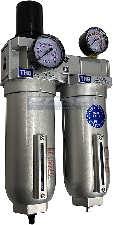 SUPER HEAVY DUTY HIGH FLOW AIR FILTRATION SYSTEM, 2 STAGE PARTICULATE FILTER PLUS OIL REMOVING COALESCING FILTER COMBINATION (1" NPT, AUTO DRAIN)
