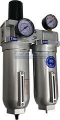 SUPER HEAVY DUTY HIGH FLOW AIR FILTRATION SYSTEM, 2 STAGE PARTICULATE FILTER PLUS OIL REMOVING COALESCING FILTER COMBINATION (3/4" NPT, AUTO DRAIN)