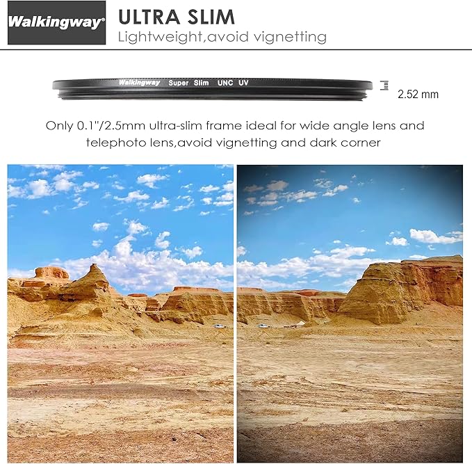 Walking Way 46mm MRC UV Protection Filter Ultra Slim MCUV HD Optical Glass Filter Multi Nano Coating Scratch Resistant/Waterproof Camera Lens Filter for Canon Olympus Panasonic Sony Sigma(46MM)