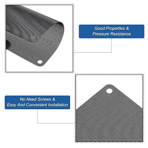 MECCANIXITY 10PCS PC Dust Filter, 90mmx90mm PVC Computer Case Cooler Dustproof Mesh Cover Fan Grills for Computer Chassis Speaker, Black