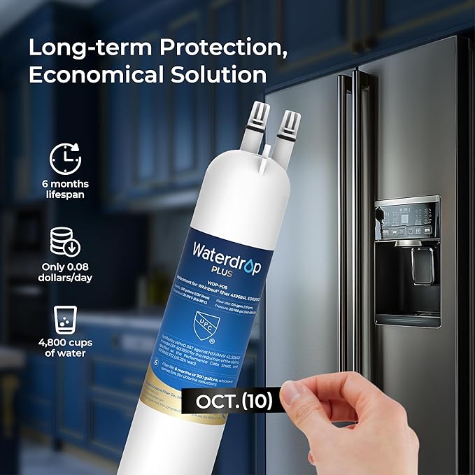 Waterdrop Plus EDR3RXD1 Replacement for Everydrop® Filter 3, 4396841, 4396710, 46-9083, 46-9030, NSF/ANSI 401&53 Refrigerator Water Filter