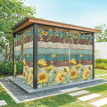 Sunflowers Outdoor Curtains for Patio Summer Floral Eucalyptus Leaves Vintage Wood Waterproof Outside Curtains with Grommet Top Weatherproof Curtain for Cabana Pergola Gazebo, 1 Panel, 54" W x 108" L