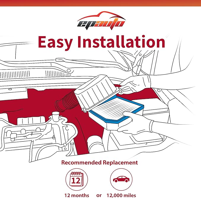 EPAuto GP349 (CA10349) 4 Cylinders Engine Air Filter Compatible with Nissa Altima (2007-2012)