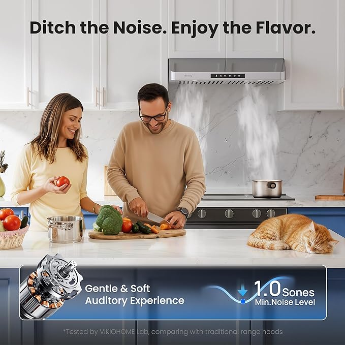Under Cabinet Range Hood 30 Inch, 980CFM Fast Venting Ducted, Kitchen Hood With 3 Speed Gesture Sensing & Touch Control, Stainless Steel Stove Vent Hood With LED Light And 2 Baffle Filters