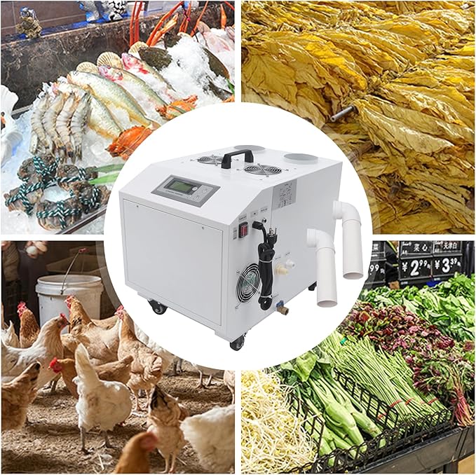 Industrial Ultrasonic Humidifier, 33 lbs/Hour High Output Stainless Steel Humidifier with Wheels 1200W 110V Commercial Humidifier for Greenhouse and Warehouse, Covers 1291-1614 sq ft