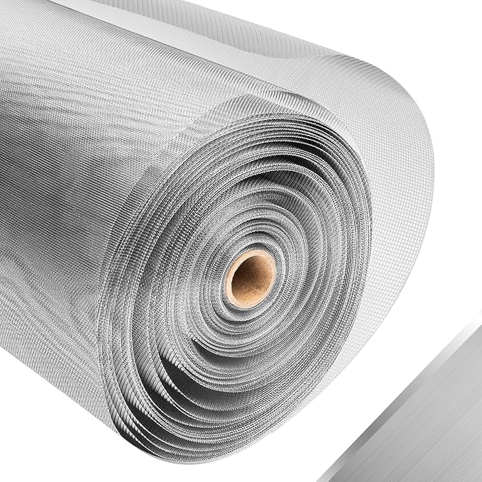 304 Stainless Steel Mesh Window Screen Roll,47IN x 98.43FT Silver Metal Window Screen Replacement,Screen Mesh for Window,Door,Patio,Pet,Vent,Filter,Porch,Cage and DIY Project (22 Mesh)