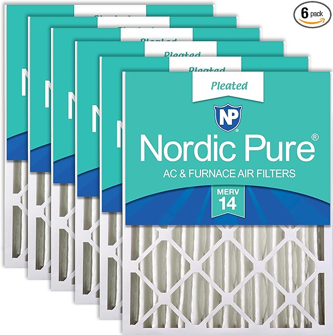 Nordic Pure 16x25x4 (Actual Size: 15 1/2 x 24 1/2 x 3 5/8) Pleated MERV 14 Air Filters 6 Pack