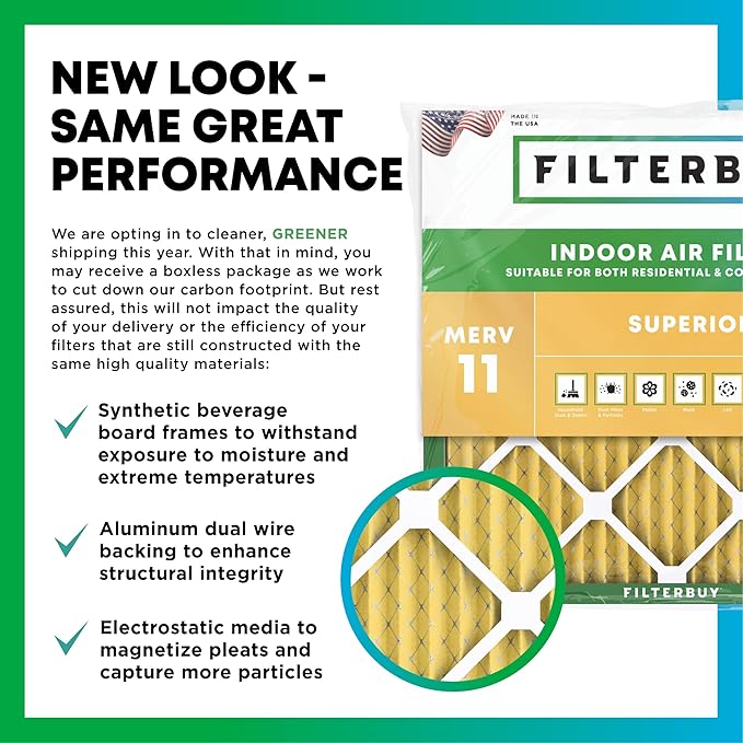 Filterbuy 14x18x1 Air Filter MERV 11 Superior Pet & Allergy Defense (12-Pack), Electrostatic Pleated HVAC AC Furnace Filters Replacement, Made in USA (Actual Size: 13.50 x 17.50 x 0.75)