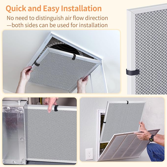 2-Pack 18x18x1 MERV 8 Reusable & Washable Electrostatic Air Filters - Long-Lasting Filter for HVAC, Furnace & Air Conditioner Units, Actual Size: 17-5/8” x 17-5/8” x 7/8”