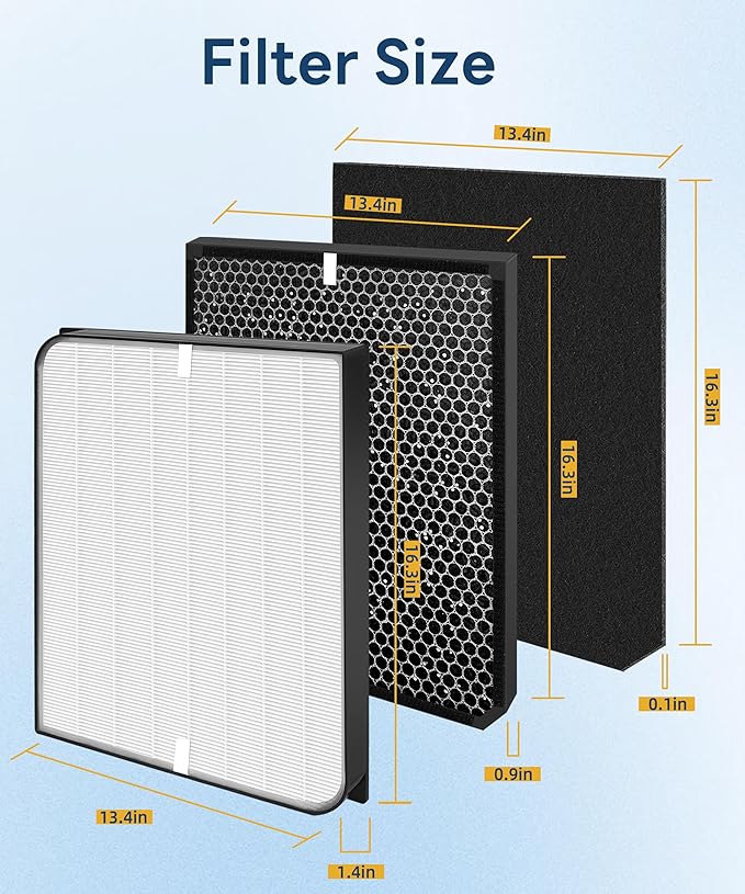 3000/3500 Replacement Filter Compatible with Air doctor 3000/3500 Air Purifi-er, with 1 main filter + 2 Activated Carbon filters + 4 Carbn Pre-Filters