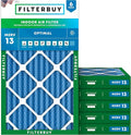 Filterbuy 14x30x2 Air Filter MERV 13 Optimal Smoke & Allergy Defense (6-Pack), Electrostatic Pleated HVAC AC Furnace Filters Replacement, Made in USA (Actual Size: 13.50 x 29.50 x 1.75)