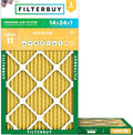 Filterbuy 14x24x1 Air Filter MERV 11 Superior Pet & Allergy Defense (2-Pack), Electrostatic Pleated HVAC AC Furnace Filters Replacement, Made in USA (Actual Size: 13.38 x 23.38 x 0.75)
