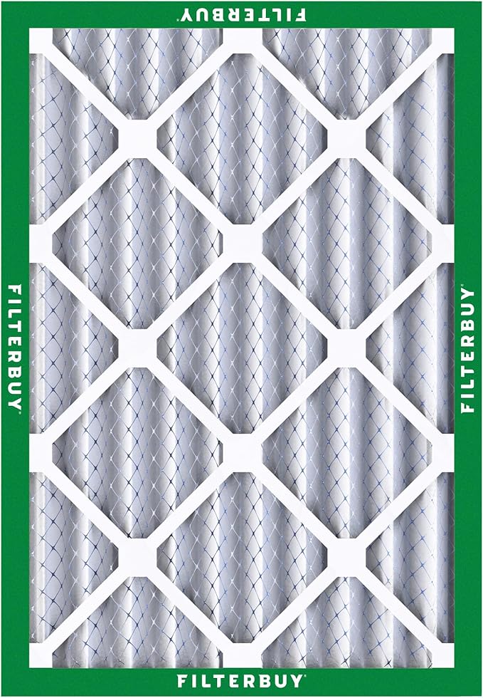 Filterbuy 24x25x4 Air Filter MERV 8 Essential Dust & Allergy Defense (12-Pack), Electrostatic Pleated HVAC AC Furnace Filters Replacement, Made in USA (Actual Size: 23.75 x 24.75 x 3.63)
