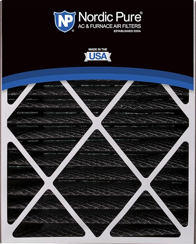 Nordic Pure 20x25x5 (Actual Size: 19 3/4 x 24 1/4 x 4 7/8) Air Bear Air Filter Replacement MERV 12 Pleated + Carbon 2 Pack