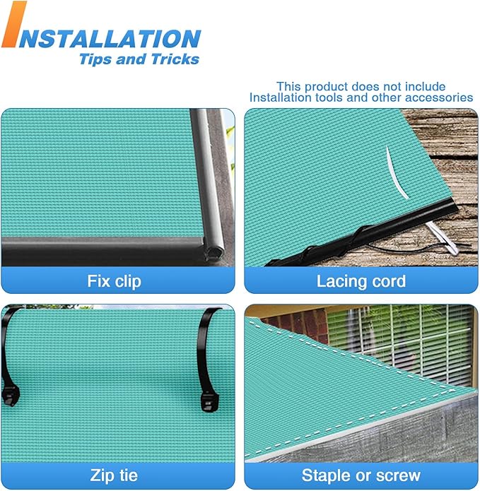 TANG Sun Shade Fabric Roll 8'x94' Shade Cloth for Garden Turquoise Green HDPE Mesh Shading Pergola Cover Replacement Canopy, 95% Blockage Sunshades for Outdoor Patio Backyard Plant