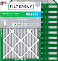 Filterbuy 16x20x2 Air Filter MERV 8 Essential Dust & Allergy Defense (12-Pack), Electrostatic Pleated HVAC AC Furnace Filters Replacement, Made in USA (Actual Size: 15.50 x 19.50 x 1.75)