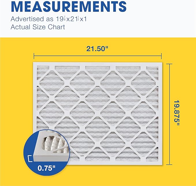 Aerostar 19 7/8x21 1/2x1 MERV 13 Pleated Air Filter, AC Furnace Air Filter, 12 Pack (Actual Size: 19 7/8" x 21 1/2" x