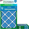 Filterbuy 12x25x1 Air Filter MERV 13 Optimal Smoke & Allergy Defense (3-Pack), Electrostatic Pleated HVAC AC Furnace Filters Replacement, Made in USA (Actual Size: 11.75 x 24.75 x 0.75)