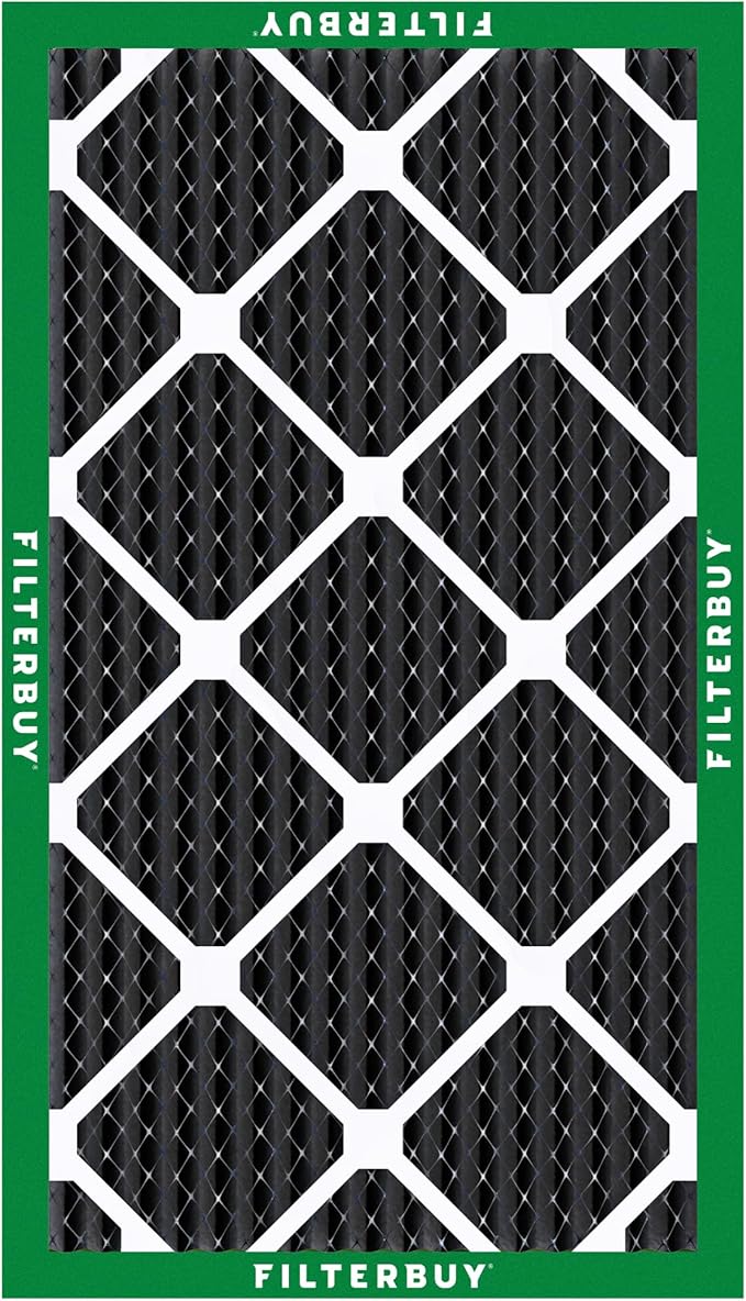 Filterbuy 12x30x1 Air Filter MERV 10 Odor & Allergy Defense with Activated Carbon (3-Pack), Electrostatic Pleated HVAC AC Furnace Filters Replacement, Made in USA (Actual Size: 11.88 x 29.88 x 0.75)
