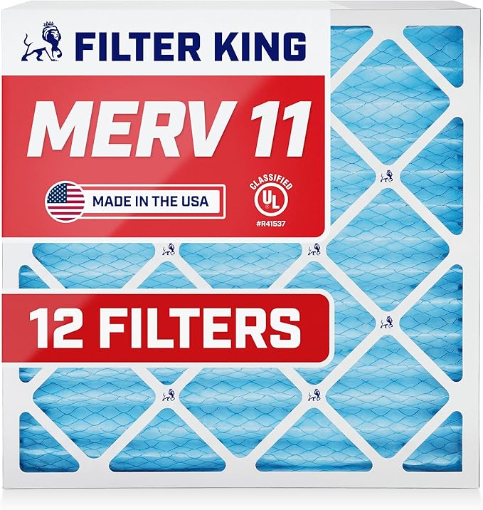 Filter King 10x25x1 Air Filter | 12-PACK | MERV 11 HVAC Pleated A/C Furnace Filters | MADE IN USA | Actual Size: 9.5 x 24.5 x .75"