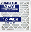 Filter King 22x22x1 Air Filter | 12-PACK | MERV 8 HVAC Pleated A/C Furnace Filters | MADE IN USA | Actual Size: 21.5 x 21.5 x .75"