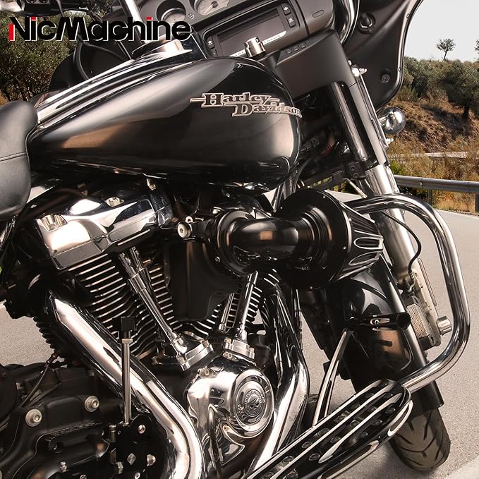 Big Sucker cone Air filter intake for harley air Cleaner Sportster Softail fatboy heritage dyna touring street road king Glide (Deep style -Black, TypeD : Touring M8 17-UP, Softail 18-UP)