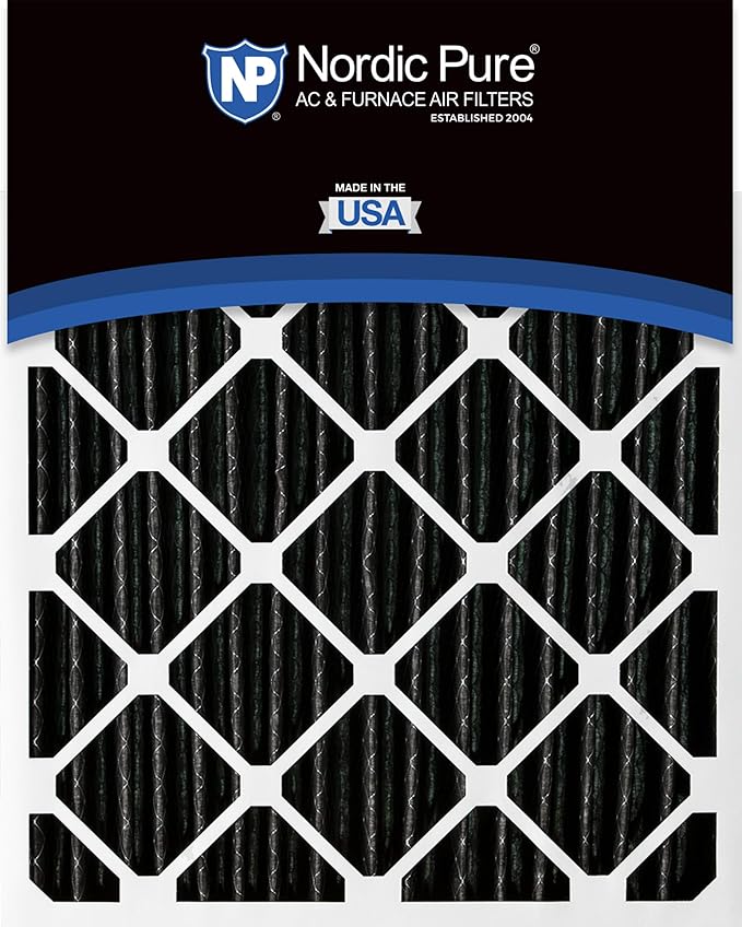 Nordic Pure 20x20x4 (Actual Size: 19 1/2 x 19 1/2 x 3 5/8) Pleated Air Filter MERV 12 Plus Carbon 2 Pack