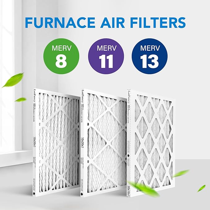 LotFancy 10x20x1 Air Filter MERV 13 6-Pack, Electrostatic Pleated HVAC Furnace Air Filter, Captures Pet Dander Smog Smoke, Actual Size: 9.75"x19.75"x0.75"