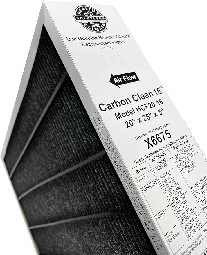 Lennox Healthy Climate Lennox X6675 20x25x5 Healthy Climate Carbon-Clean MERV 16 Filter Bundle with Same Day Supply Filter Change Reminder Magnet (1-Pack)