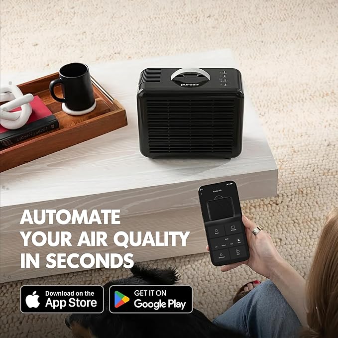 PuroAir 100i HEPA Air Purifier for Home Pets - Covers Up To 550 Sq Ft - Filters Up To 99.9% of Pollutants, Smoke, Pollen, Dust - Quiet HEPA Air Filter - Air Purifiers for Bedroom